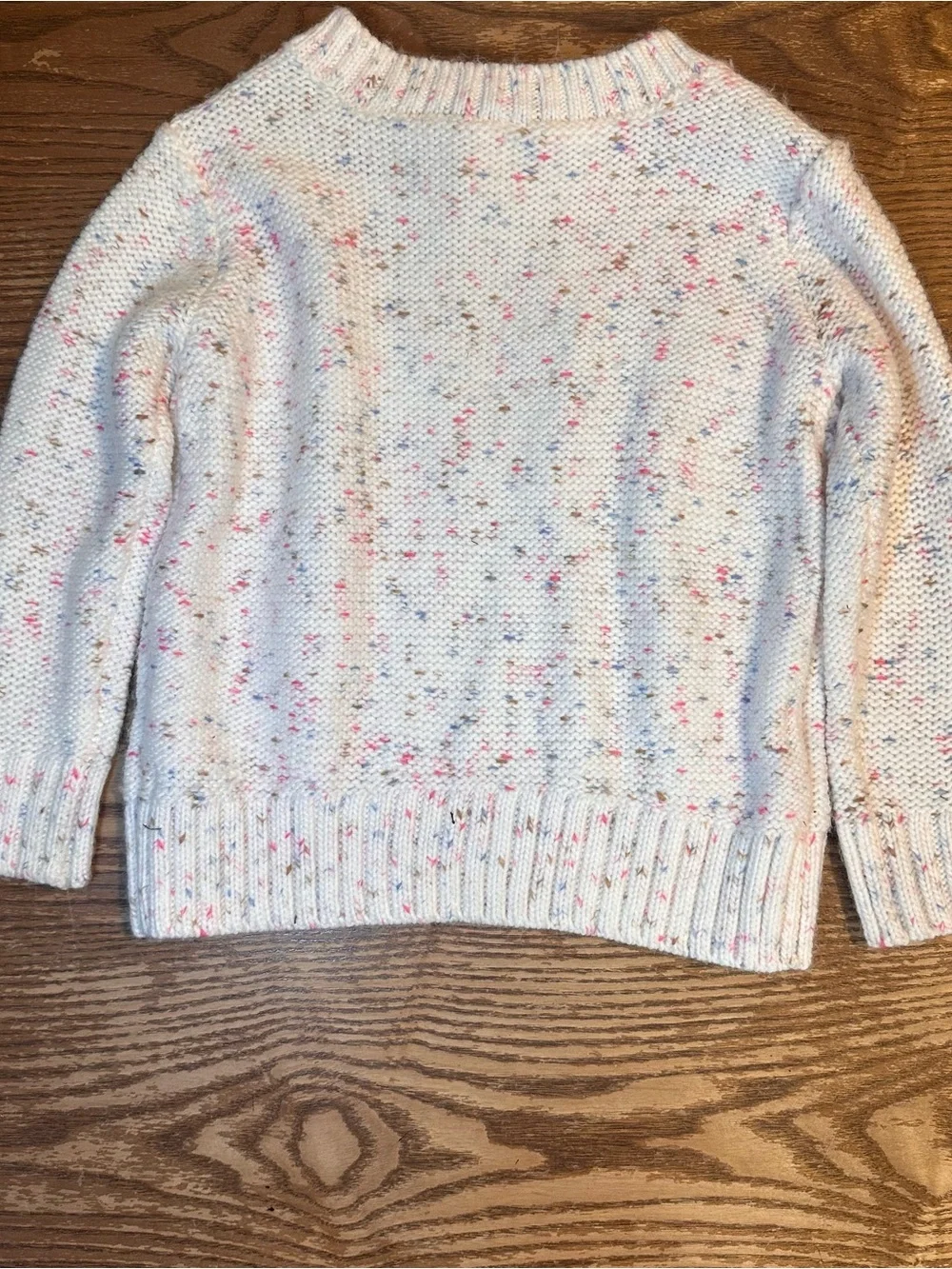 OshKosh B’gosh Girls 2T Cable Knit Speckled Sweater Cream Multicolor